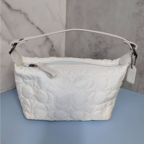 Coach Y2K Signature C Quilted White Mini Pouchette Shoulder Bag - Picture 2 of 7